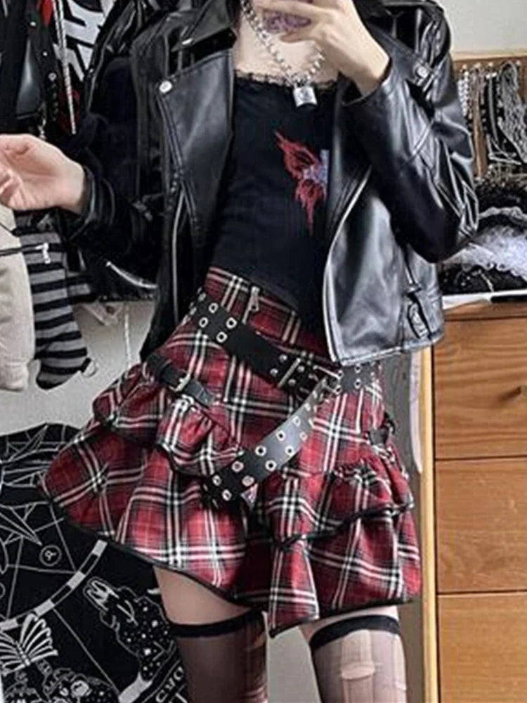 Red Plaid High Waist Skirt - Bottoms - Skirts - 5 - 2024