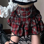 Red Plaid High Waist Skirt - Bottoms - 6