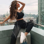 Fashion Reflective Strip Sweatpants - Bottoms - 1