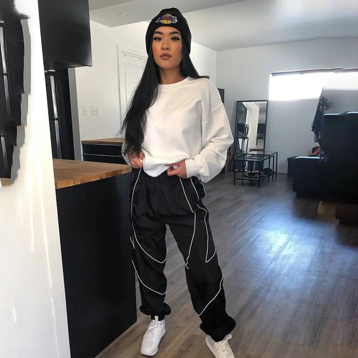 Fashion Reflective Strip Sweatpants - Bottoms - 2