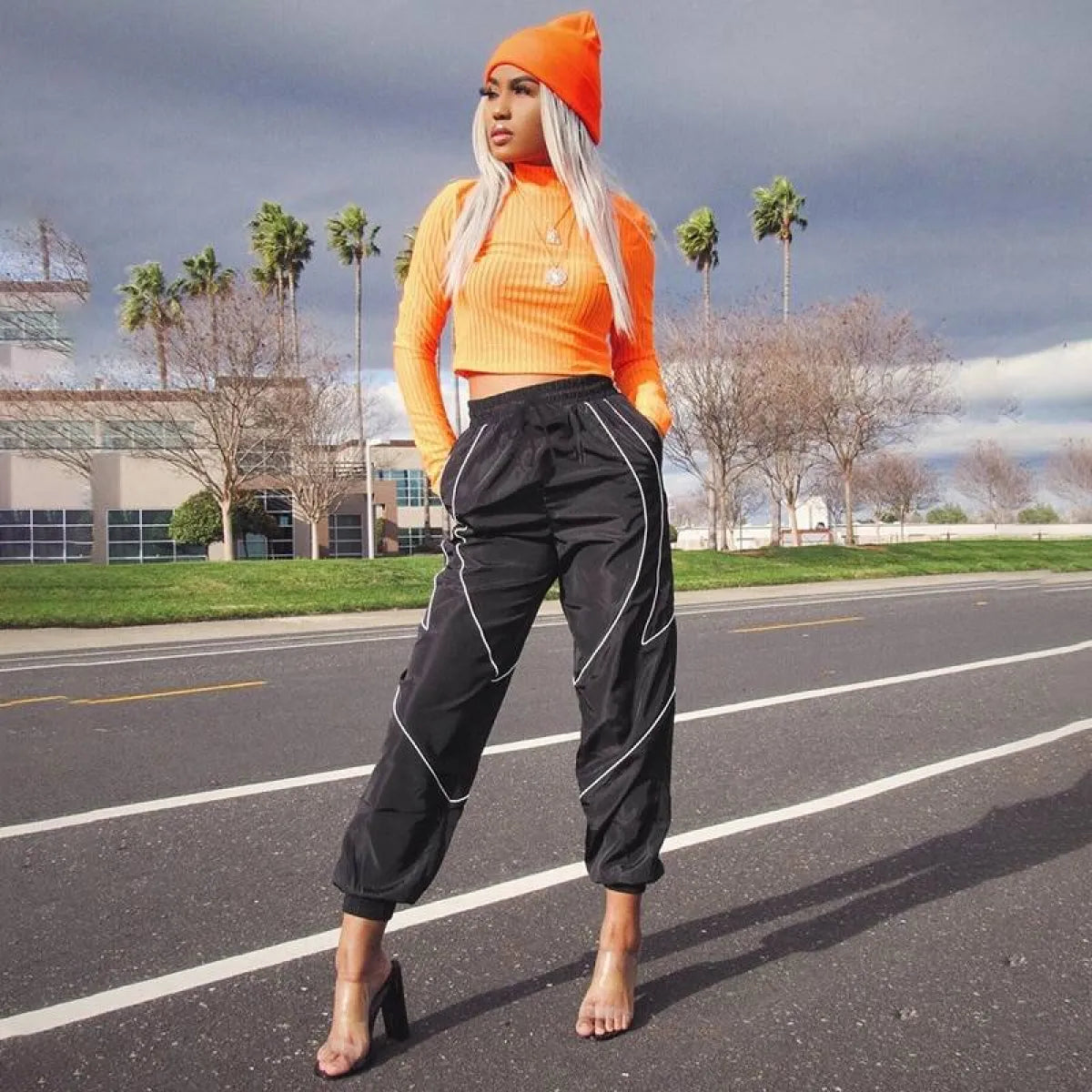 Fashion Reflective Strip Sweatpants - Bottoms - 3