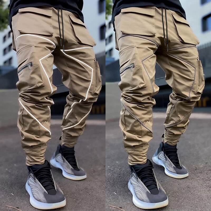 Reflective Techwear Cargo Pants - Khaki / XXXL - Bottoms - Shirts & Tops - 30 - 2024