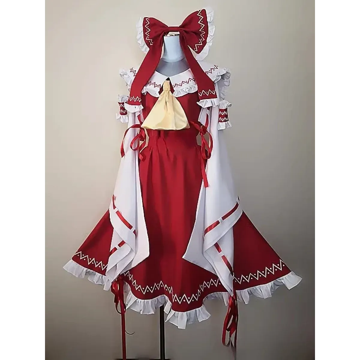 Touhou Reimu Hakurei Cosplay Dress Set with Wig - All Dresses - Cosplay - 1