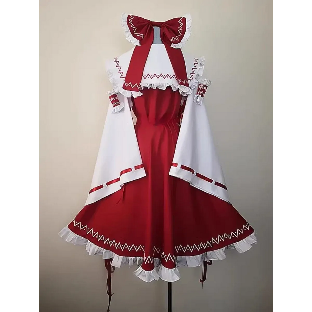 Touhou Reimu Hakurei Cosplay Dress Set with Wig - All Dresses - Cosplay - 4