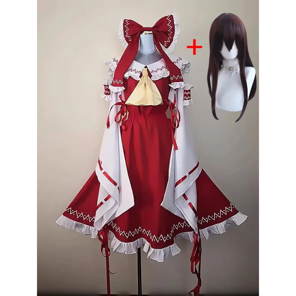 Touhou Reimu Hakurei Cosplay Dress Set with Wig - All Dresses - Cosplay - 7