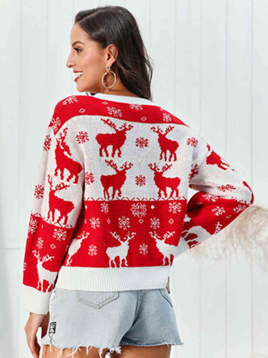 Reindeer Round Neck Sweater - Sweaters - Shirts & Tops - 2 - 2024