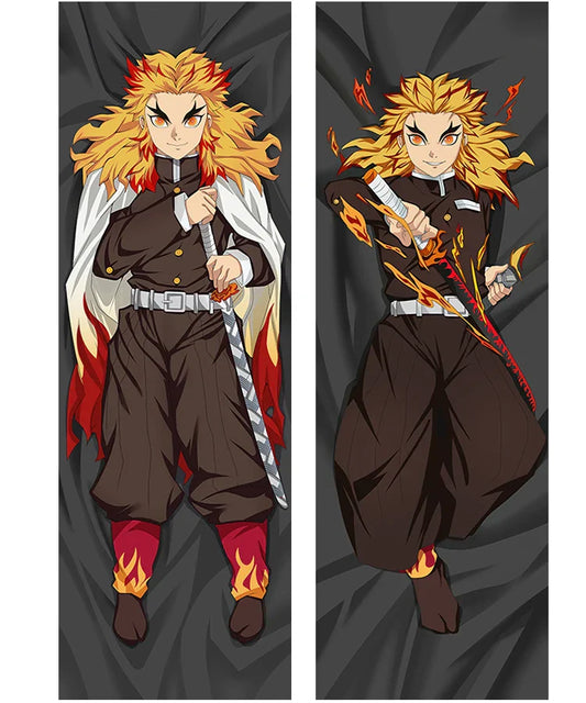 Demon Slayer Rengoku Dakimakura - Kimetsu No Yaiba Anime Body Pillow Case - Black / 35 100cm Peach Skin - Anime