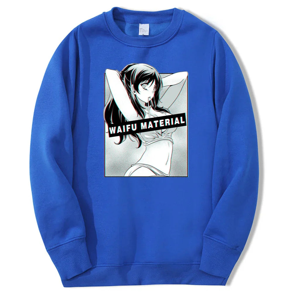 Waifu Material Retro Anime Hoodie - Blue / XXL - Anime - Shirts & Tops - 10 - 2024