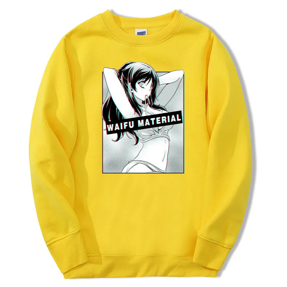 Waifu Material Retro Anime Hoodie - Yellow / S - Anime - Shirts & Tops - 12 - 2024