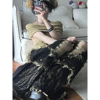 Retro Beaded Fur Distressed Bell Bottom Jeans - Bottoms - Jeans - 3