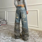 Retro Camo Patchwork Bell Bottom Jeans - Bottoms - Jeans - 3