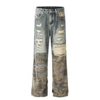 Retro Camo Patchwork Bell Bottom Jeans - Bottoms - Jeans - 4