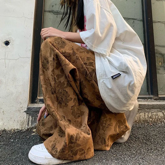 Retro Corduroy Wide Leg Pants - Unisex Harajuku Hip Hop Trousers - Bottoms - Pants - 1 - 2024