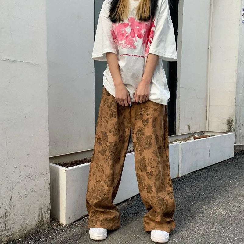 Retro Corduroy Wide Leg Pants - Unisex Harajuku Hip Hop Trousers - Brown / S / CHINA - Bottoms - Pants - 8 - 2024