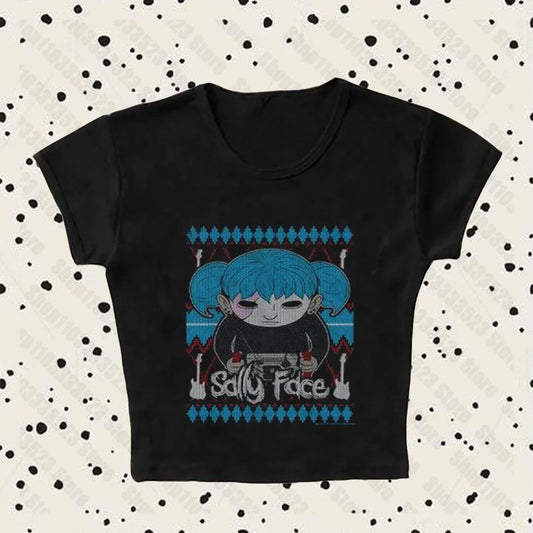 Sadly Face Tee – Retro Harajuku Vibes with Emo Chic - Black / S - T-Shirts - Shirts & Tops - 1 - 2024