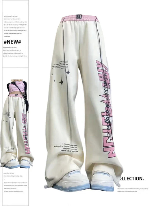 Y2K Retro High Waist Graphic Sweatpants - Women’s Harajuku Baggy Joggers - Bottoms - Pants - 1 - 2024