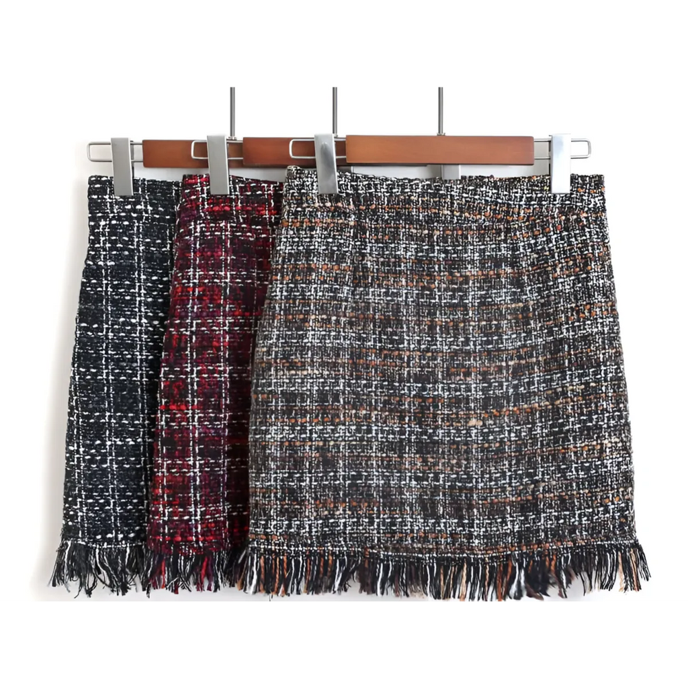 Retro Style Woolen Mini Skirt - Bottoms - 1