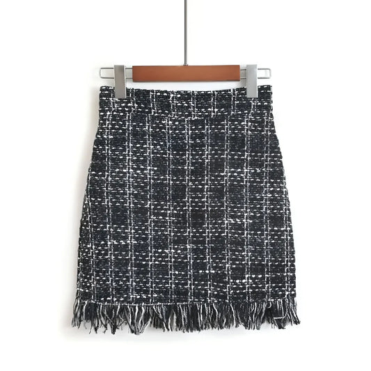 Retro Style Woolen Mini Skirt - Bottoms - 2