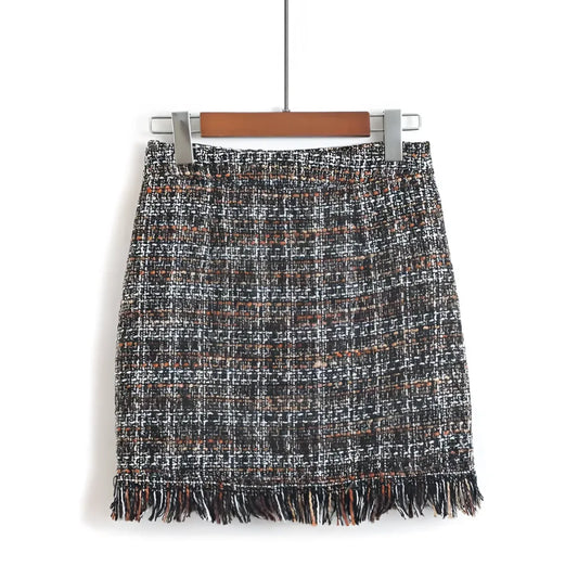 Retro Style Woolen Mini Skirt - Bottoms - 9