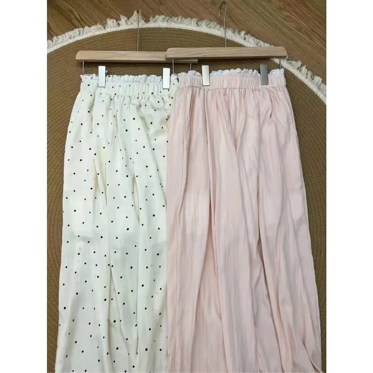 Lace Trim Wide Leg Pants – Retro Y2K Harajuku Casual Trousers - Bottoms - Women’s Pants - 5