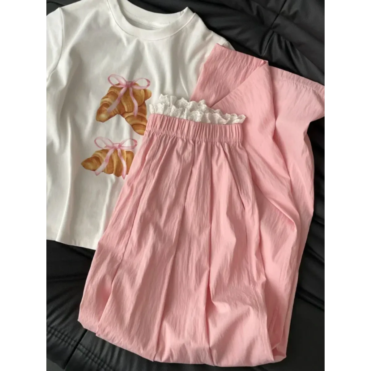 Lace Trim Wide Leg Pants – Retro Y2K Harajuku Casual Trousers - Bottoms - Women’s Pants - 3