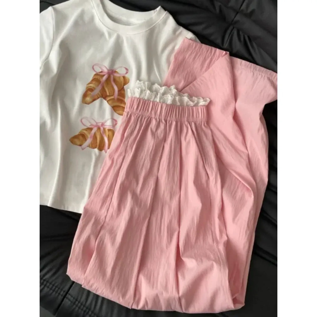 Lace Trim Wide Leg Pants – Retro Y2K Harajuku Casual Trousers - Bottoms - Women’s Pants - 9