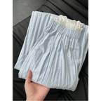 Lace Trim Wide Leg Pants – Retro Y2K Harajuku Casual Trousers - Bottoms - Women’s Pants - 10