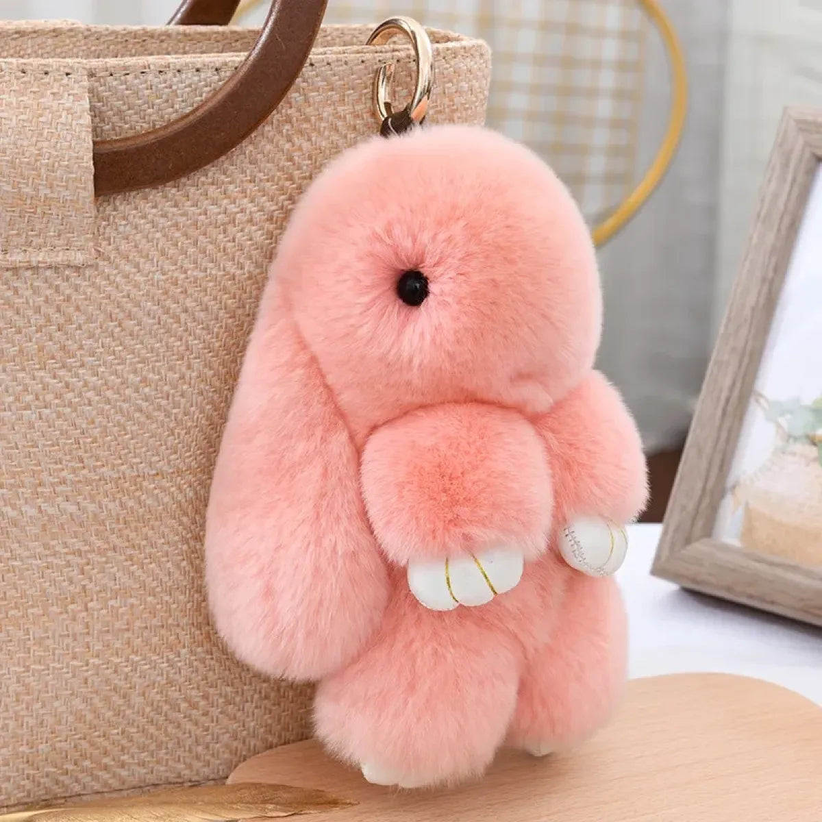 Fluffy Real Rex Rabbit Fur Bunny Keychain - Harajuku Style - Accessory - 4