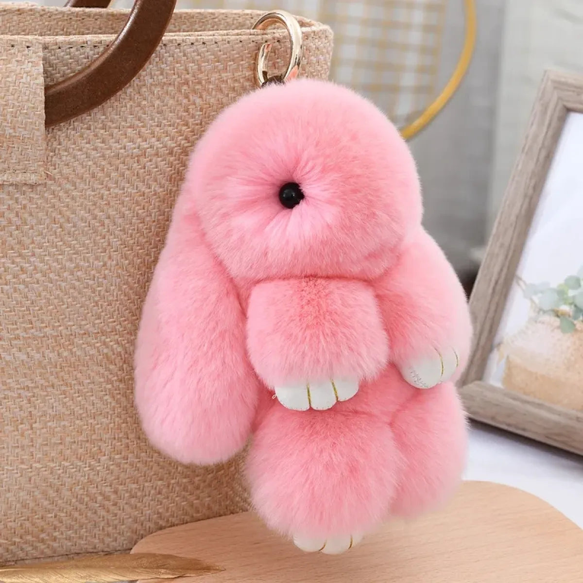 Fluffy Real Rex Rabbit Fur Bunny Keychain - Harajuku Style - Accessory - 17