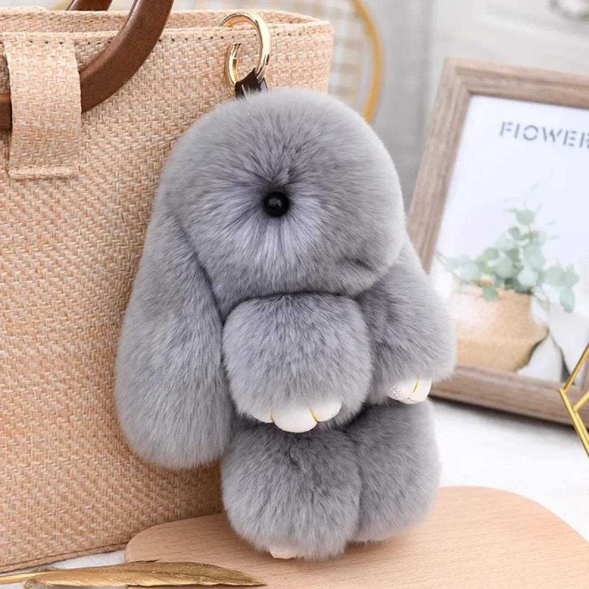 Fluffy Real Rex Rabbit Fur Bunny Keychain - Harajuku Style - Accessory - 1