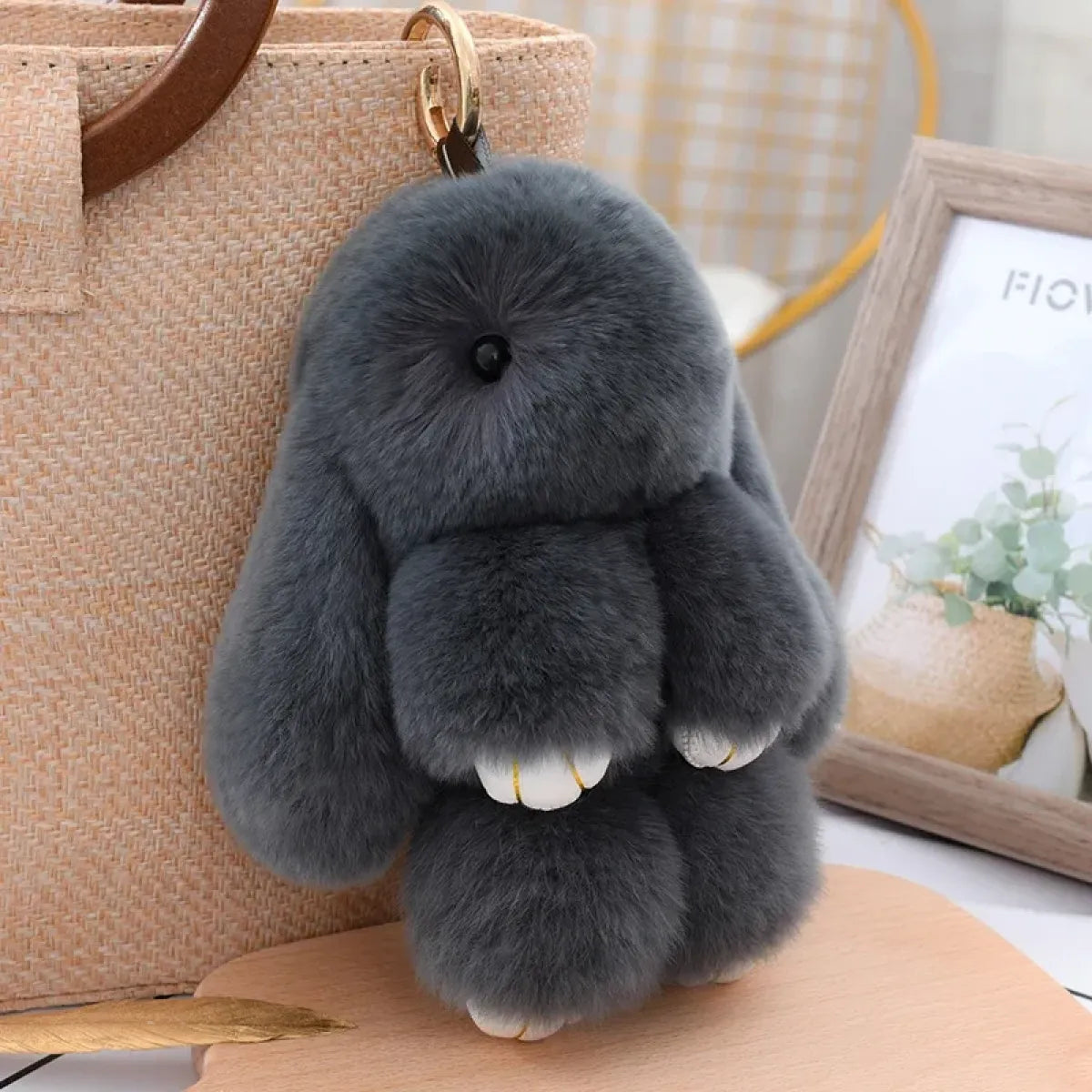 Fluffy Real Rex Rabbit Fur Bunny Keychain - Harajuku Style - Accessory - 16