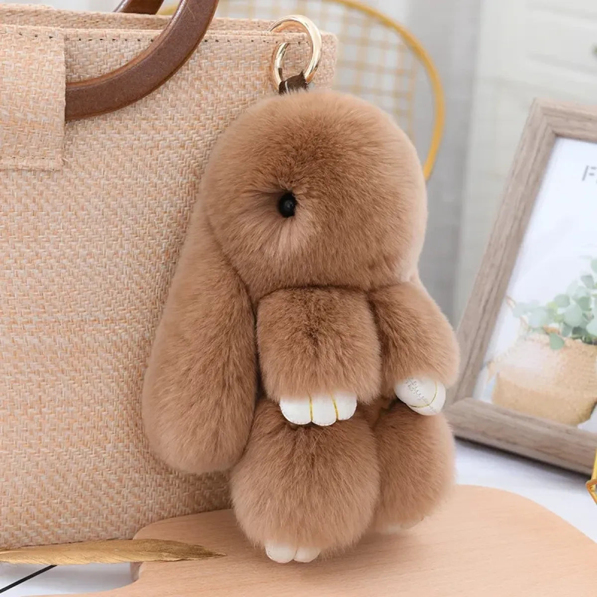 Fluffy Real Rex Rabbit Fur Bunny Keychain - Harajuku Style - Accessory - 3