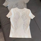 Harajuku Rhinestone Angel T-Shirt - T-Shirts - Crop Tops - 8