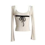 Gyaru Ribbed Knit Sweater Top - Sweaters - Women’s Sweaters - 1