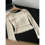 Gyaru Ribbed Knit Sweater Top - Sweaters - Women’s Sweaters - 4