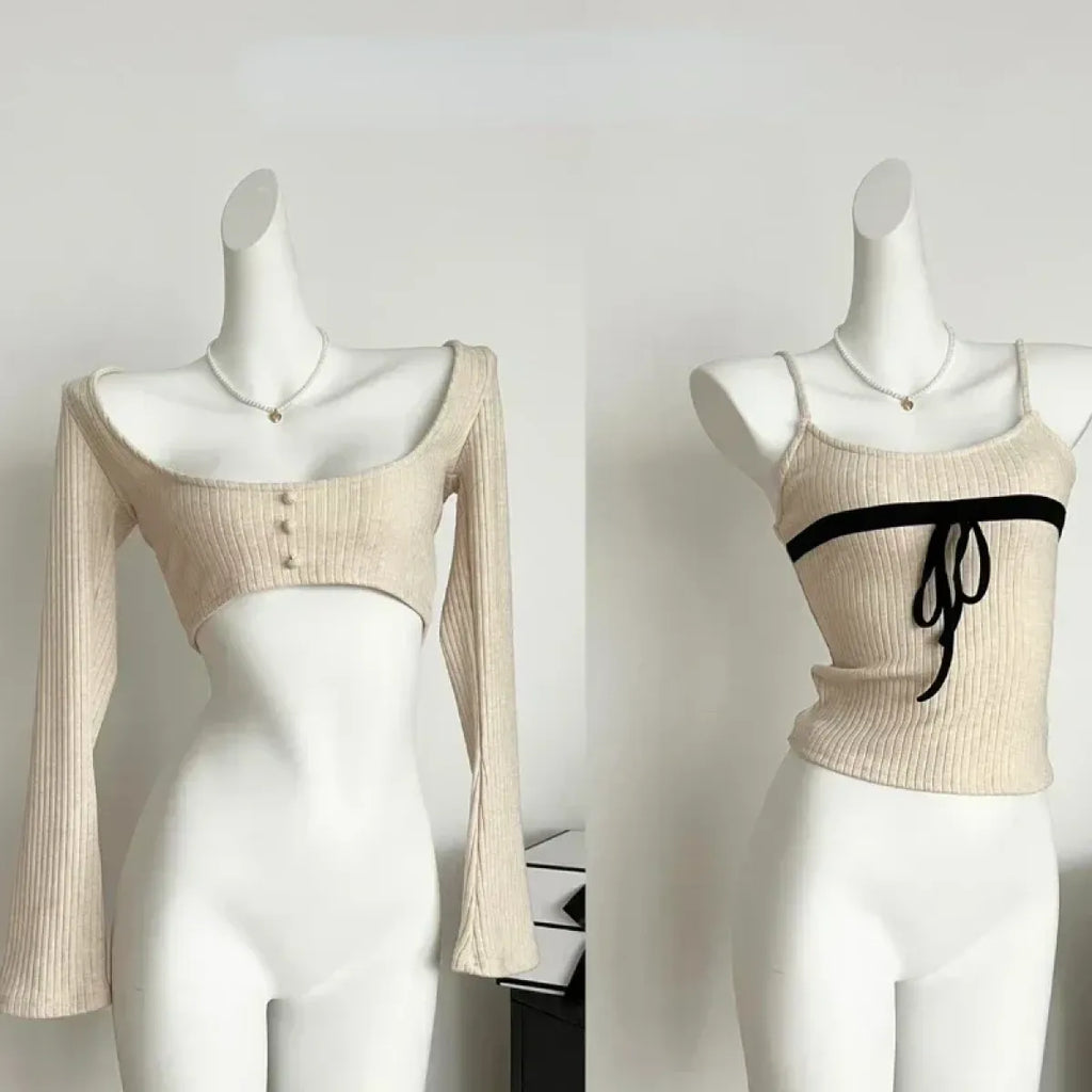 Gyaru Ribbed Knit Sweater Top - Sweaters - Women’s Sweaters - 5