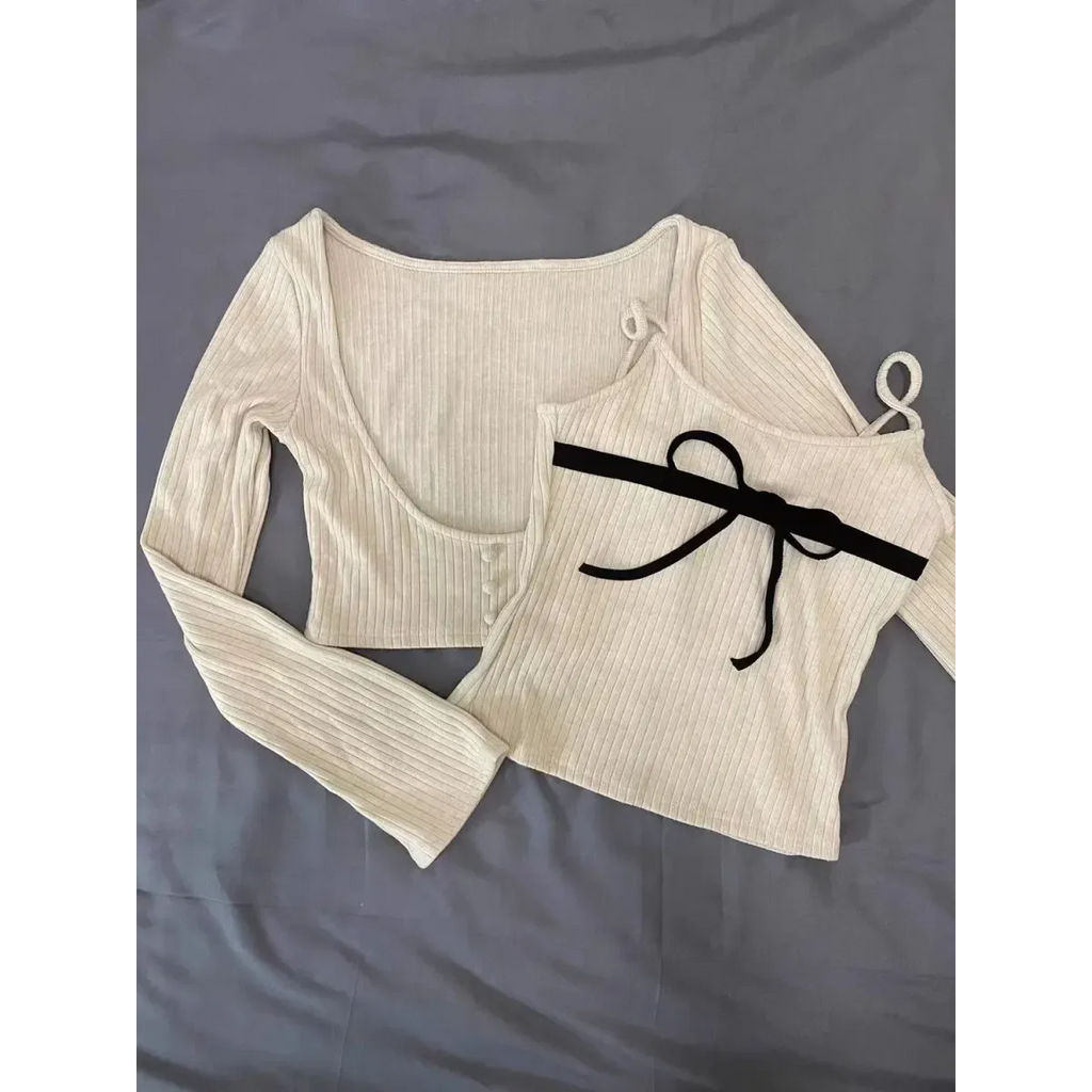 Gyaru Ribbed Knit Sweater Top - Sweaters - Women’s Sweaters - 6