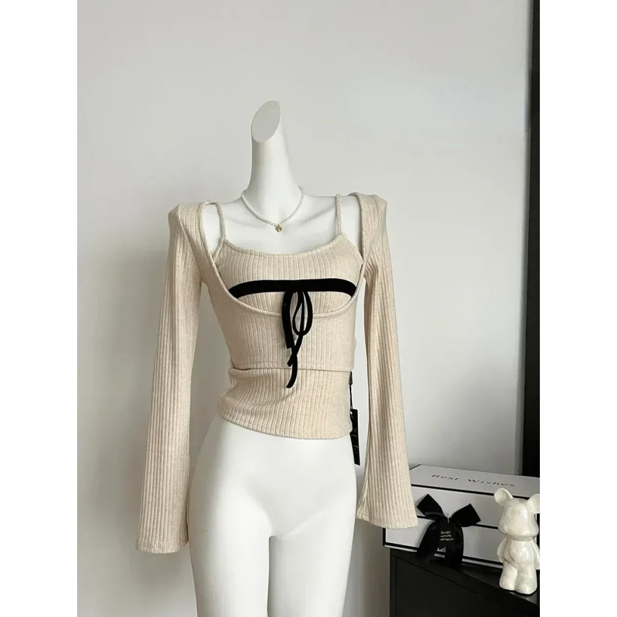 Gyaru Ribbed Knit Sweater Top - Best Sellers - Women’s Sweaters - 8