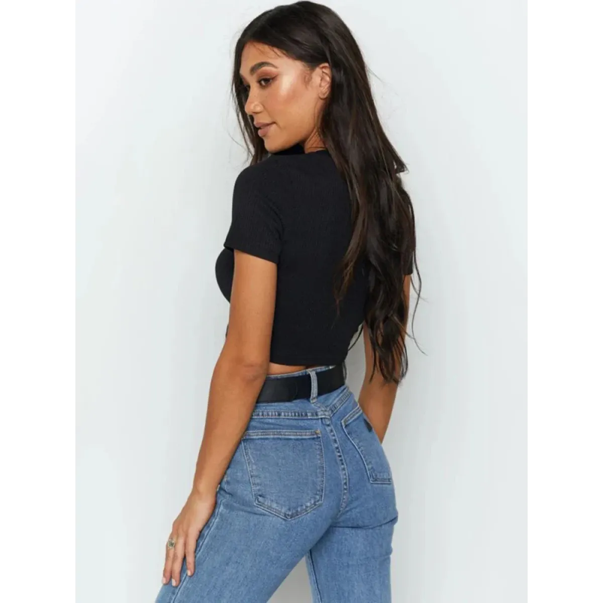 Harajuku Ribbed Knit Crop Top - Women’s Clothing & Accessories - Tops - 3