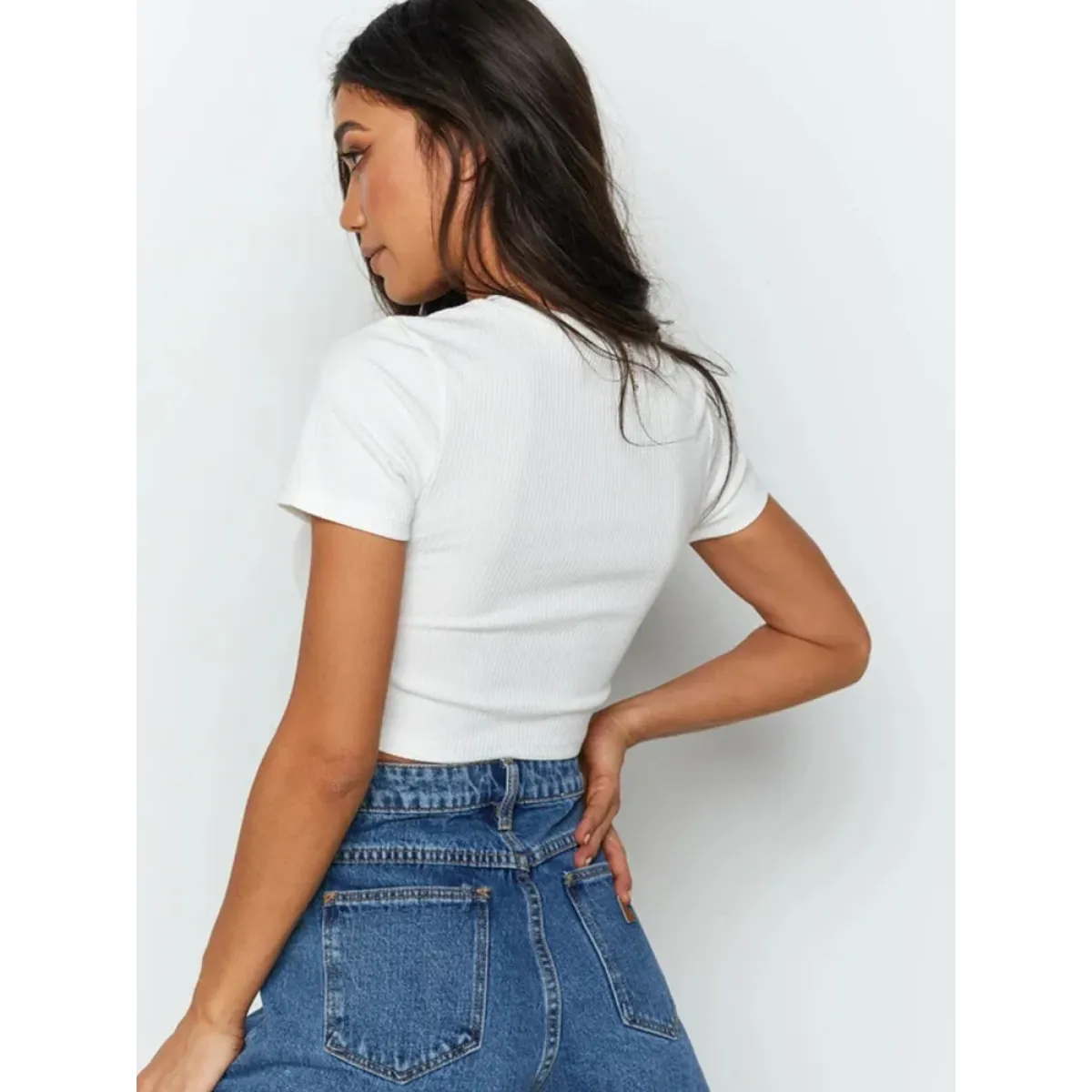 Harajuku Ribbed Knit Crop Top - Women’s Clothing & Accessories - Tops - 4