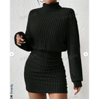 High Neck Ribbed Knit Sweater Dress - All Dresses - Sweater / Pullover - 6
