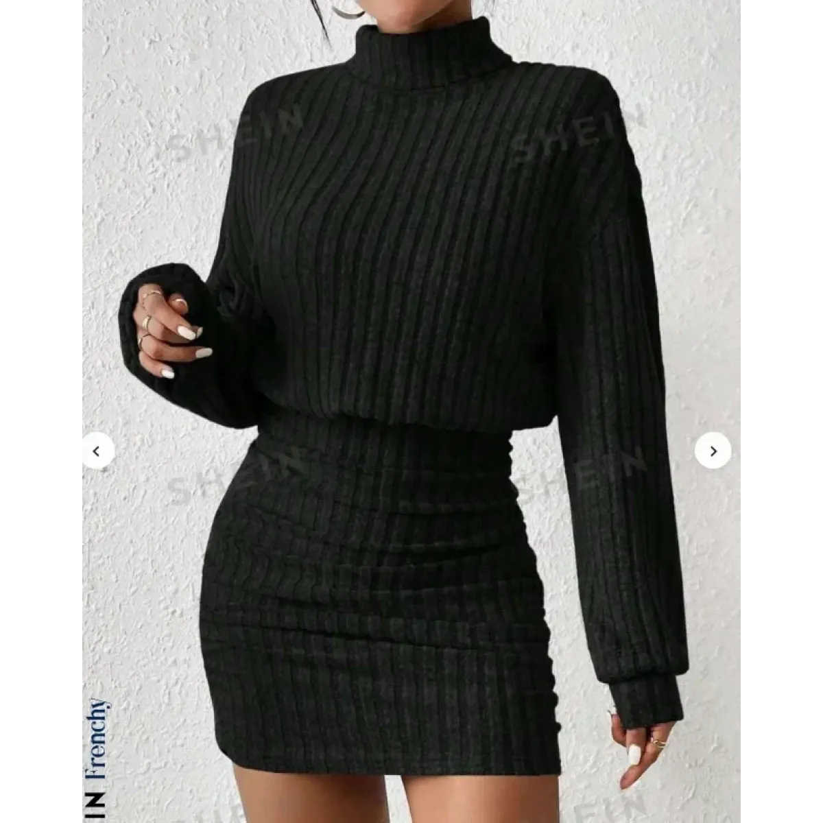 High Neck Ribbed Knit Sweater Dress - All Dresses - Sweater / Pullover - 6