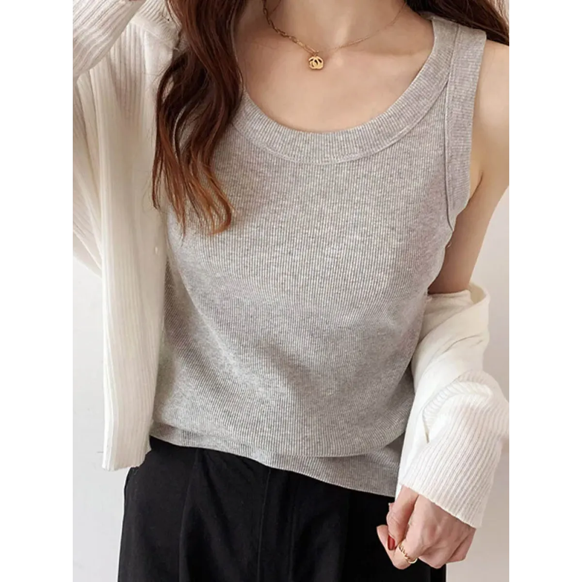 Harajuku Ribbed Knit Tank Top - Tops & Tees - Tops - 9