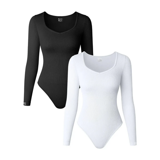 Y2K Ribbed Knit Long Sleeve Bodysuit - Women’s Clothing & Accessories - Intimates - 1