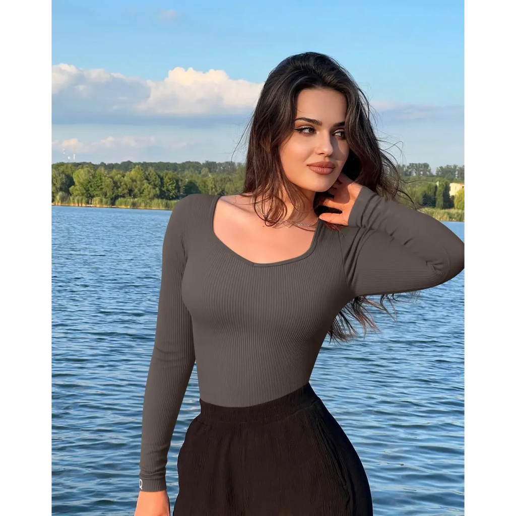 Y2K Ribbed Knit Long Sleeve Bodysuit - Women’s Clothing & Accessories - Intimates - 2