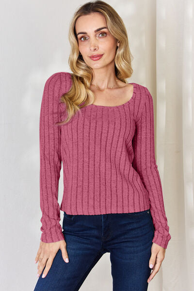 Ribbed Long Sleeve T-Shirt - Hot Pink / S - T-Shirts - Shirts & Tops - 29 - 2024