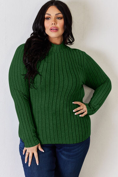 Ribbed Mock Neck Long Sleeve T-Shirt - T-Shirts - Shirts & Tops - 19 - 2024