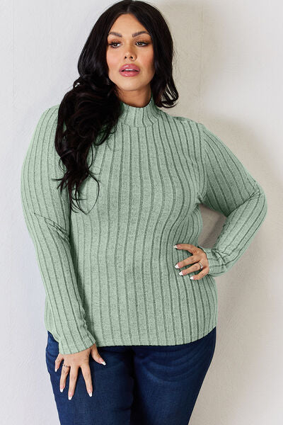 Ribbed Mock Neck Long Sleeve T-Shirt - T-Shirts - Shirts & Tops - 26 - 2024