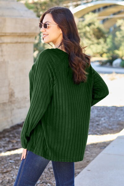 Ribbed Round Neck Long Sleeve Knit Top - Tops - Shirts & Tops - 9 - 2024