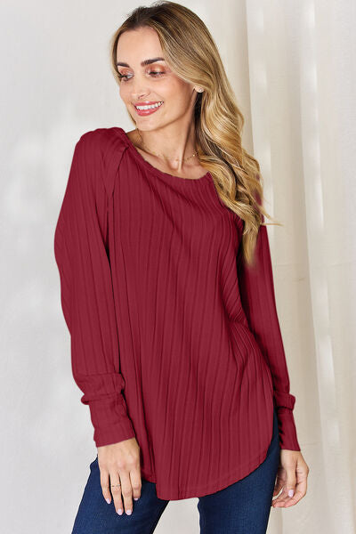 Ribbed Round Neck Slit T-Shirt - T-Shirts - Shirts & Tops - 16 - 2024